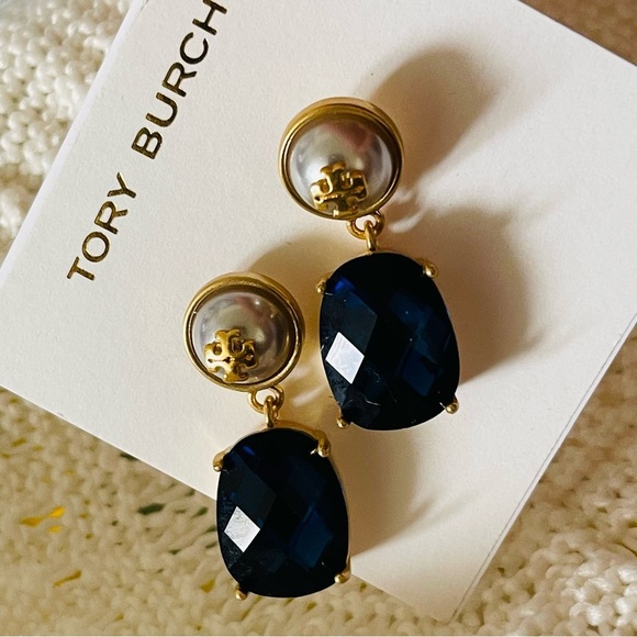 TORY BURCH Dangle Earrings Roxanne blue crystal - Picture 2 of 7